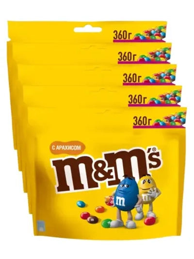 Конфеты M&M's шоколадное драже с арахисом 360 г * 5 шт