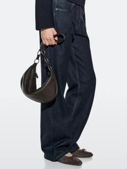 Massimo Dutti Небольшая сумка из кожи наппа, коричневый