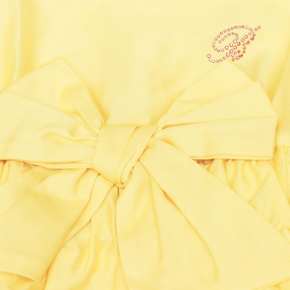 Платье BLUMARINE JEANS Желтый/На юбке: белый, розовые цветочки/Бант Девочка