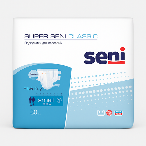 Подгузники для взрослых Seni Super Classic Small (55–80 см), 30 шт