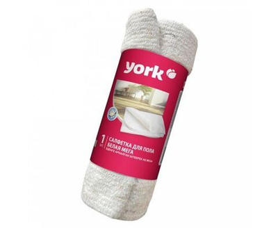 10 шт. Тряпка для мытья пола York "Мега", хлопок/полиэстер, 80*100см, 260г/м2, белая, инд. упаковка