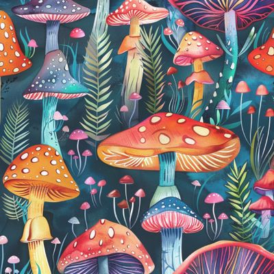 Фантастический принт с грибами