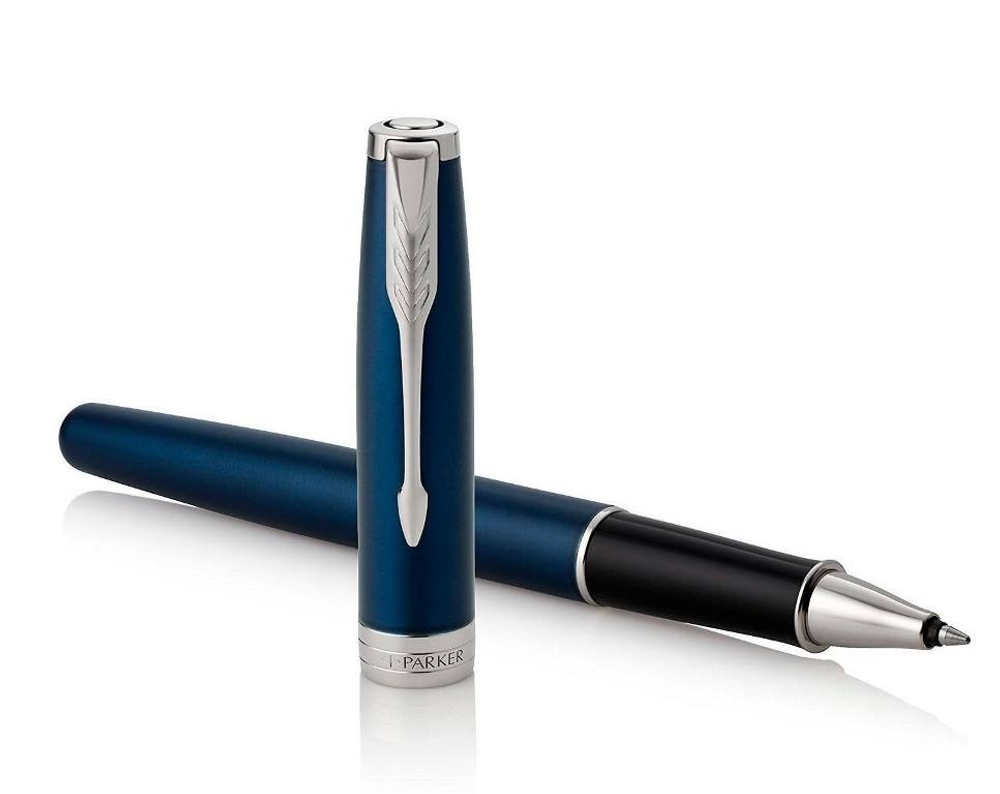 Ручка-роллер Parker Sonnet Blue Subtle CT 1931535, стержень: F, цвет чернил: black, в подарочной упаковке