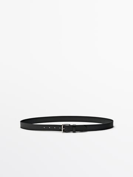 Massimo Dutti Ремень из кожи наппа с никелевой пряжкой, коричневый