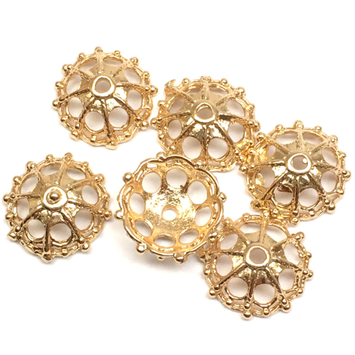 Шапочки для бусин 12х4 мм, позолота