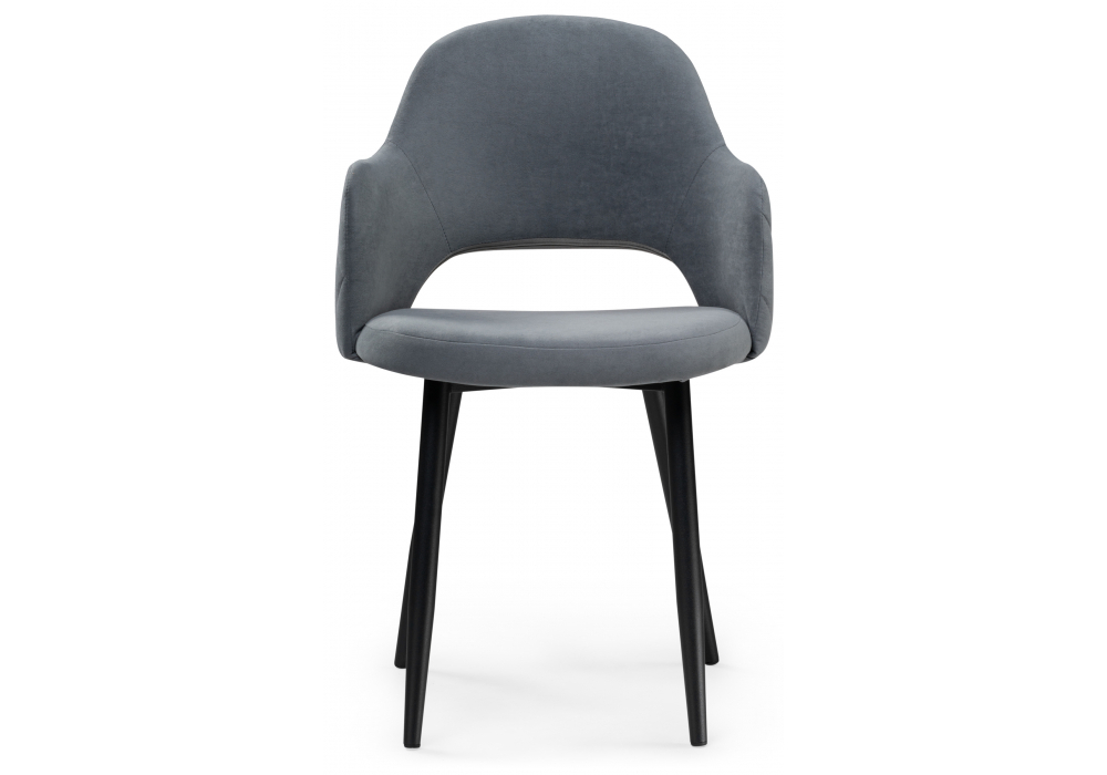 Стул на металлокаркасе Woodville Гутрид ромбы сзади без складок серый, черный, ножки черные