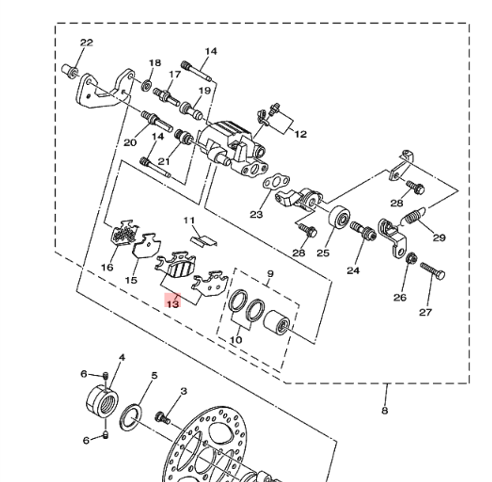 Колодки тормозные Yamaha Raptor 700 зад.