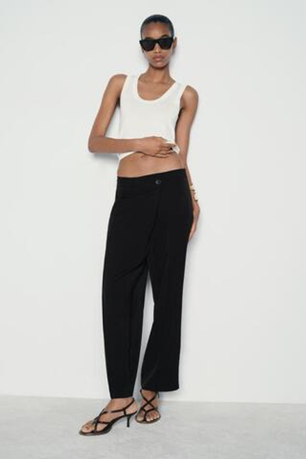 ZARA БРЮКИ СВОБОДНОГО КРОЯ, ЧЕРНЫЙ