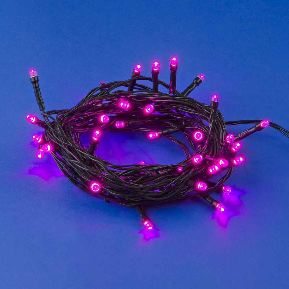 ULD-S0500-050-DGA PINK IP20 Гирлянда светодиодная. 5м. 50 светодиодов. Розовый свет. Провод зеленый. ТМ Uniel