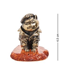 Народные промыслы AM-2045 Фигурка «Кот-капитан» (латунь, янтарь)