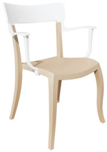 Кресло пластиковое Papatya Hera-K, песочный, белый