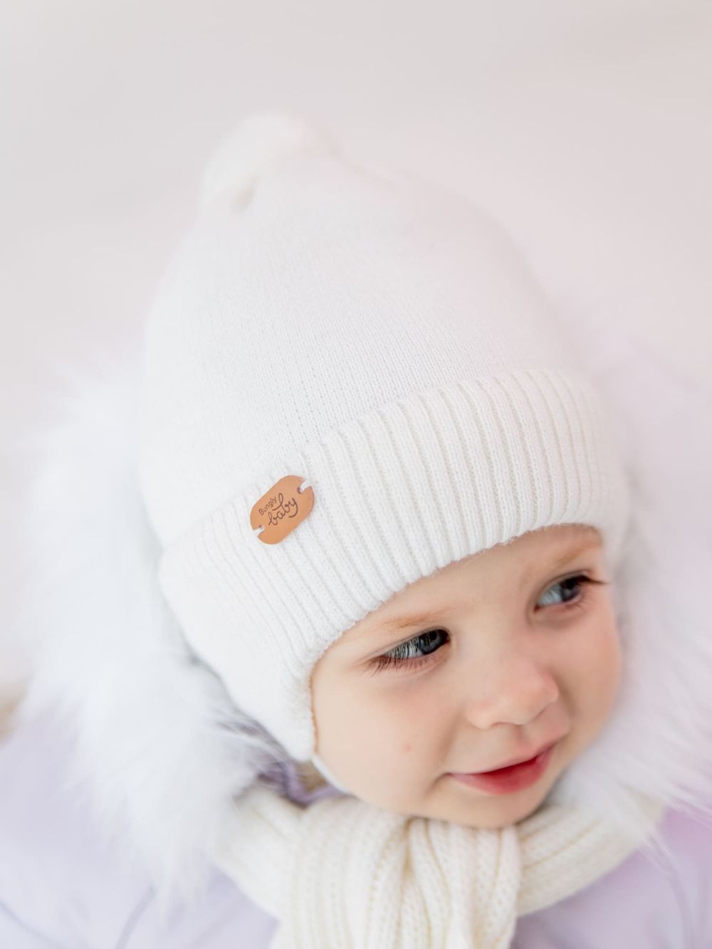 Шапка зимняя из смесовой шерсти "Снежок" 0+