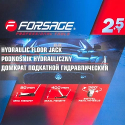 Домкрат подкатной гидравлический 2.5т (h min 90мм, h max 400мм) в кейсе Forsage F-T830031BS(DS)(52816к)