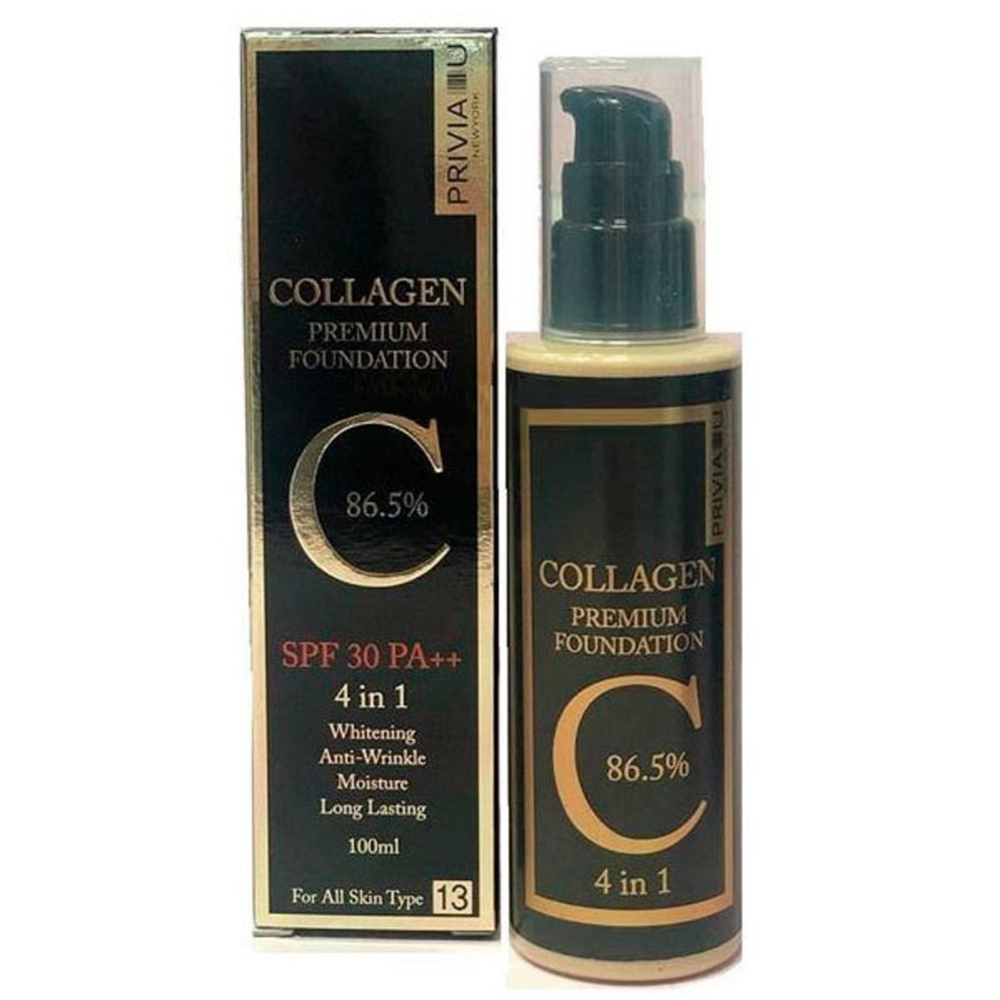 Тональный крем Privia U тон 13 Collagen Premium Foundation 86.5% SPF 30 PA++ 4 in 1, 100 мл