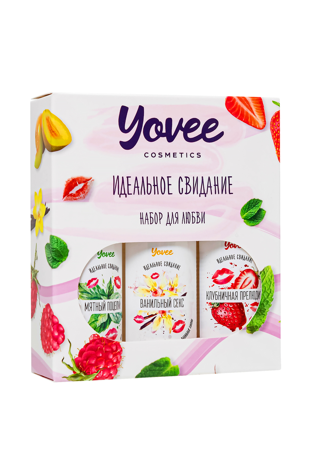 Набор гелей-смазок Yovee для любви (721004+721006+721012), вкусовые (клубника+мята+ваниль), 3х50 мл