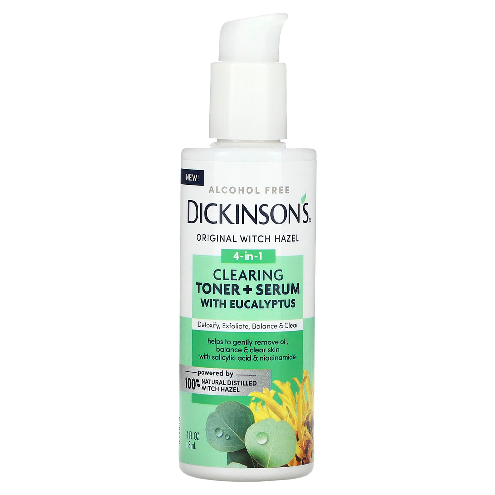Dickinson Brands, Original Witch Hazel, очищающий тоник 4 в 1 и сыворотка с эвкалиптом, без спирта, 118 мл (4 жидк. унц.)