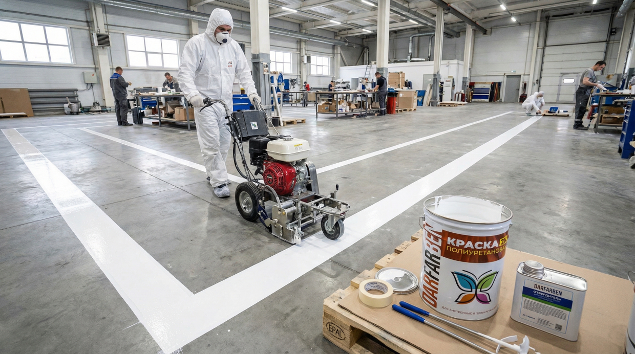 Полиуретановая двухкомпонентная краска для дорожной разметки: свойства и технология нанесения