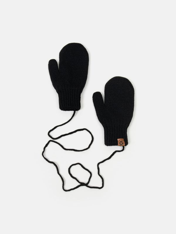 Варежки вязаные на флисе 