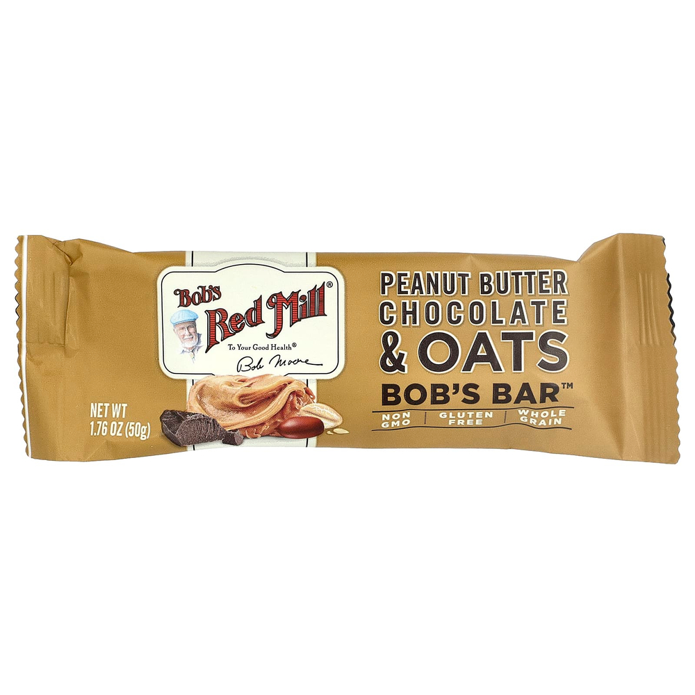 Bob's Red Mill, Bob's Bar™, арахисовая паста, шоколад и овсяные хлопья, 12 батончиков по 50 г (1,76 унции)