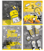 Тетрадь А5 48л. клетка "Urban Style" гребень, обложка картон, 4 вида (BRAUBERG)