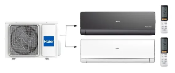 Мульти сплит-система на 2 комнаты 25+50 м2 Haier AS09NS6ERA-B+AS18NS6ERA-W/2U50S2SM1FA-3 Lightera Super Match
