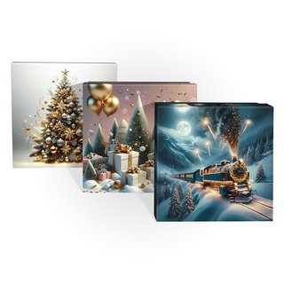 Коробка квадрат 21*21*11 Новогодний микс 1шт