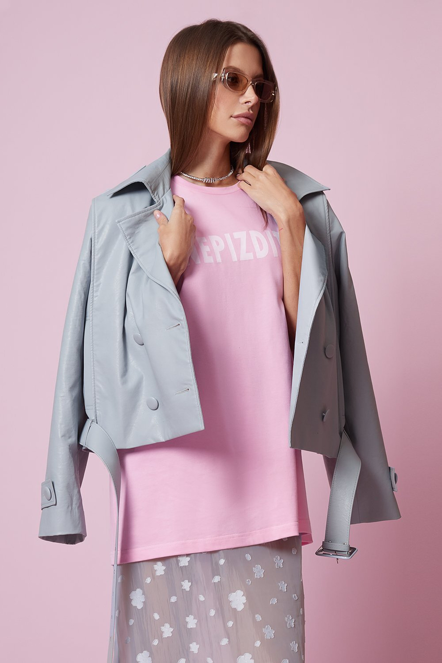 Куртка из эко-кожи голубая