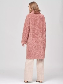 Шуба женская из шерсти мериноса чебурашка тедди, коралловая, SilverFox