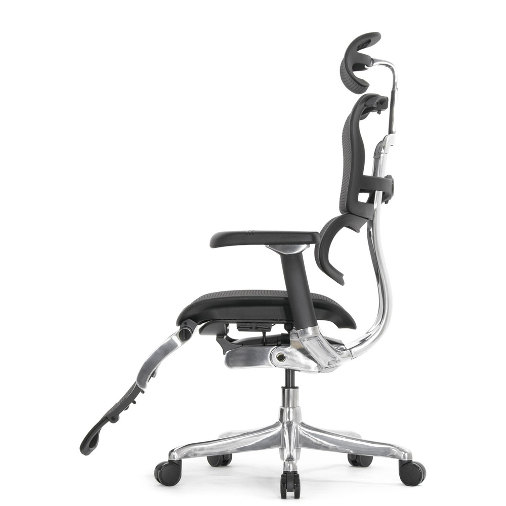 Кресло FALTO Ergohuman Luxury 2 с подножкой ( чёрный каркас /сетка чёрный T-168-B1 Black )
