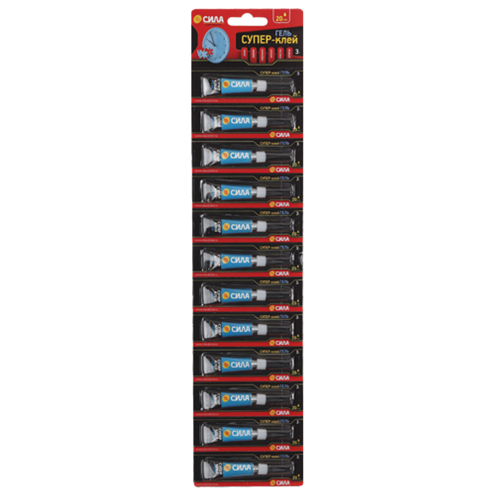 Супер-клей СИЛА SSGBL12-3 ГЕЛЬ 3 г лента 12 шт. | Сила