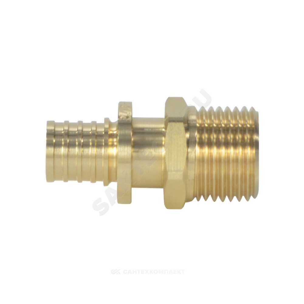Муфта для PE-X труб аксиальная латунь Дн 16х1/2" НР РОС