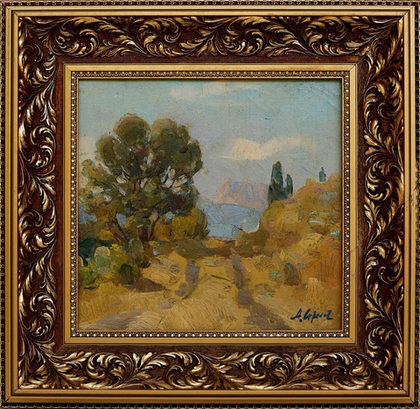 Картина Стрелова А.Е. "На дарсане" холст/масло 32,5х34,5