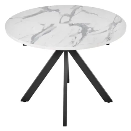 Стол Bradex Home Rudolf круглый раскладной 100-130x100x75см, белый мрамор, чёрный