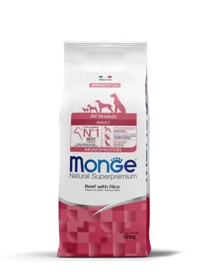 Сухой корм Monge Dog Speciality Line Monoprotein All Breeds Beef and Rice (Монж говядина рис) для взрослых собак всех пород из говядины с рисом 12 кг