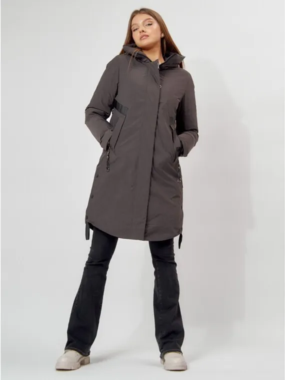 Пальто утеплённое женское, цвет тёмно-серый, размер 50