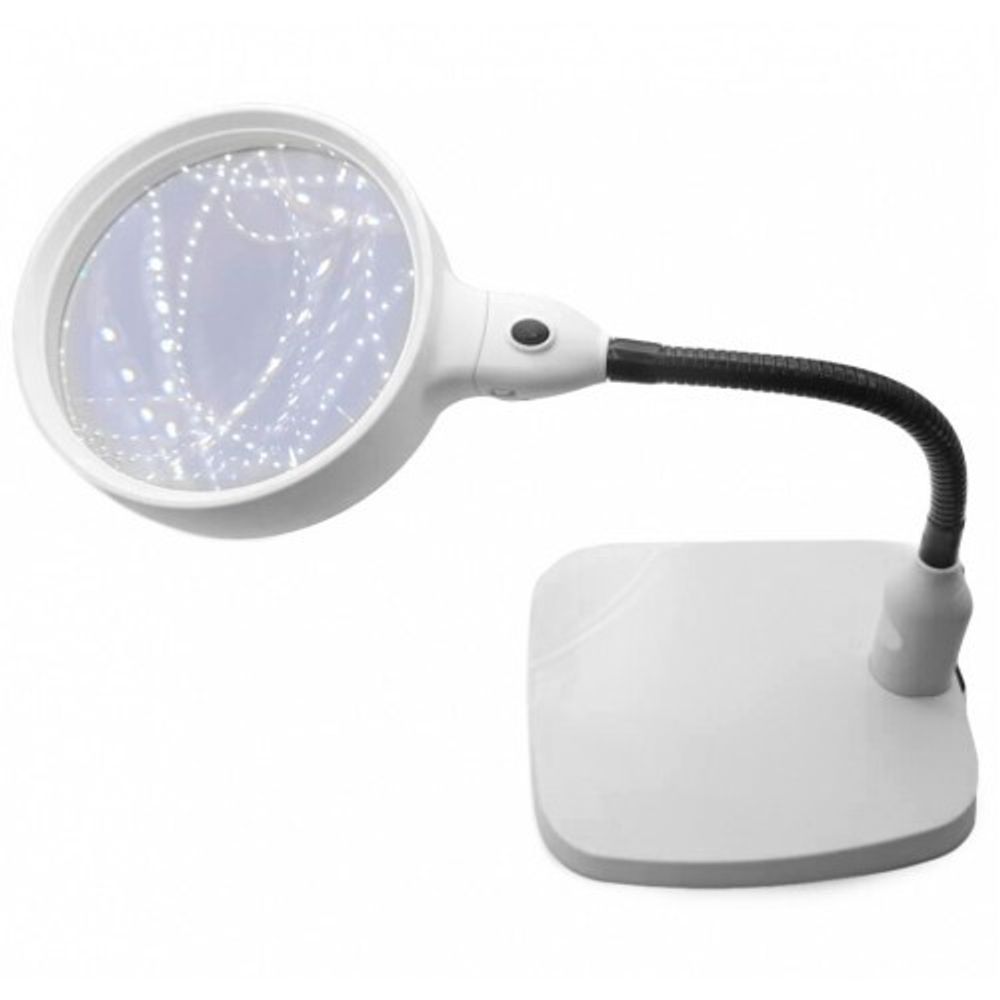 Лупа настольная на гибком штативе с LED подсветкой Magnifier 8x138мм .