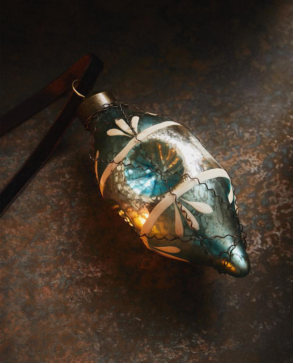 ZARA HOME ЕЛОЧНОЕ УКРАШЕНИЕ В ФОРМЕ ШАРА В СТИЛЕ РЕТРО, СИНИЙ