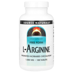 Source Naturals, L-аргинин, Свободная форма, 1000 мг, 100 таблеток