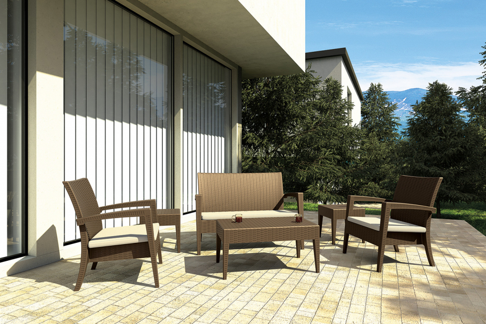 Комплект пластиковой плетеной мебели Siesta Contract Miami Lounge Set, коричневый