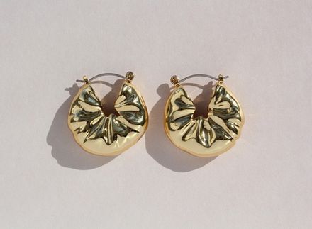 Серьги "Мятый металл", 28мм (уценка)