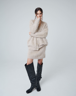 Кардиган на пуговицах из альпака светло-бежевый