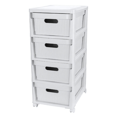 Комод на колесах velvet, 4 ящика, 300х385х690 мм (светло-серый флэк)