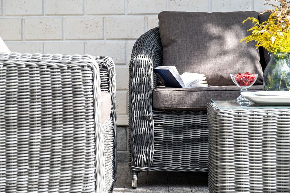 "Кон Панна" диван из искусственного ротанга двухместный, цвет графит