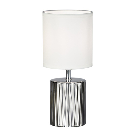 Настольный светильник 1х40Вт Е14, фарфор/ткань, серебро