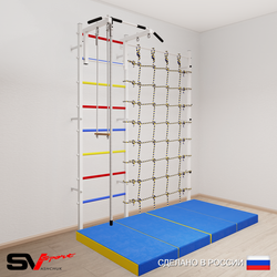 Шведская стенка Sv Sport 51540 (Турник стандарт/Канат/Трапеция/Мат 2м/Канатный лаз)