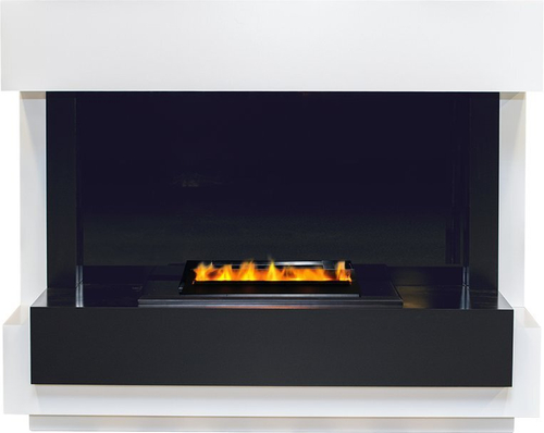 Каминокомплект Cube - Белый с черным с очагом Cassette 400 LNH-INT PS (без дров)