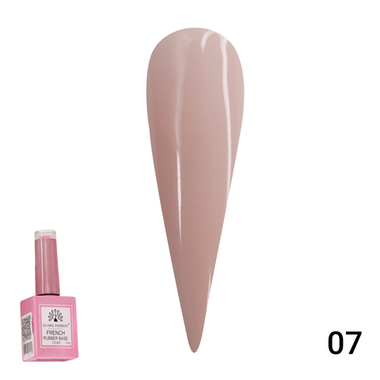 Каучуковая база для гель лака френч, Rubber Base Coat French, 15 мл., Global Fashion 07
