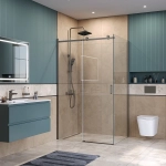 Душевой уголок BelBagno SOFT_CLOSE-2-AH-1 130х100 стекло прозрачное/профиль оружейная сталь