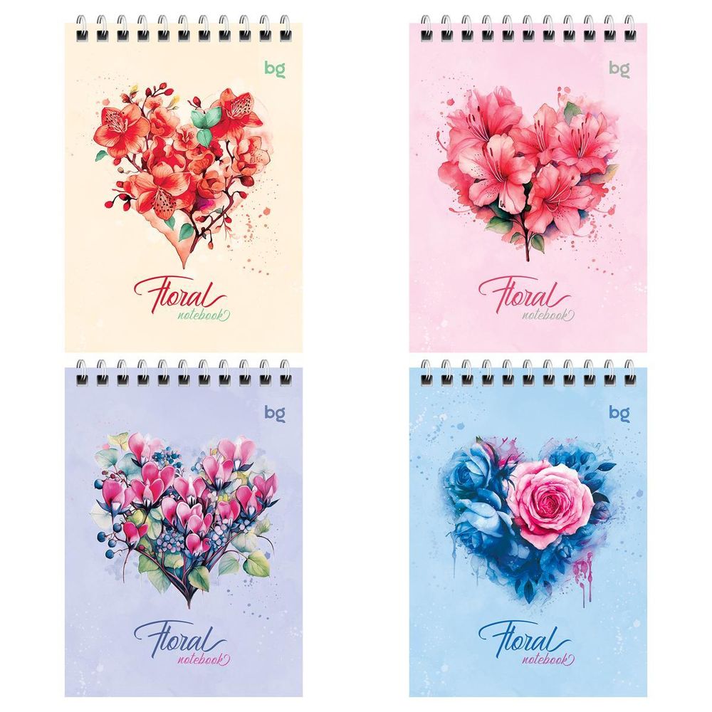 Блокнот 40л А6 на гребне &quot;Floral notebook&quot; (BG)
