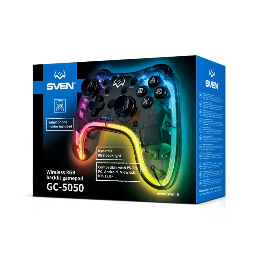 SVEN Беспроводной геймпад GC-5050 (PS4/PS3/NS/PC/Android/iOS, RGB)